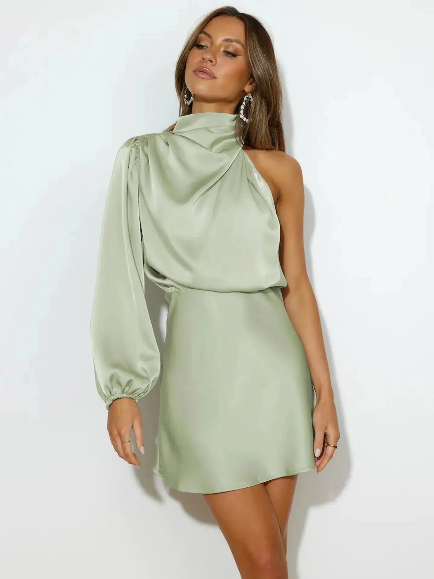 Alvina – One-shoulder design – Satin mini dress