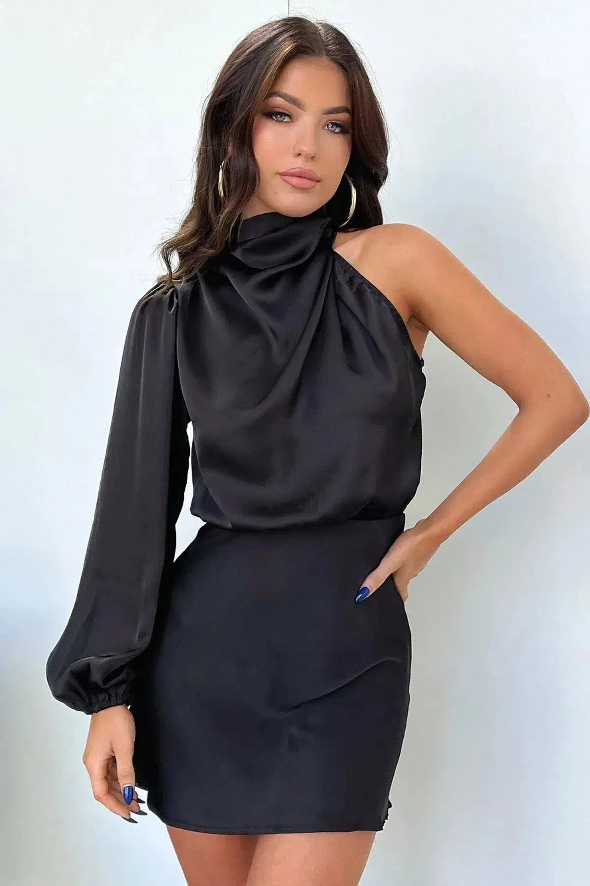 Alvina – One-shoulder design – Satin mini dress