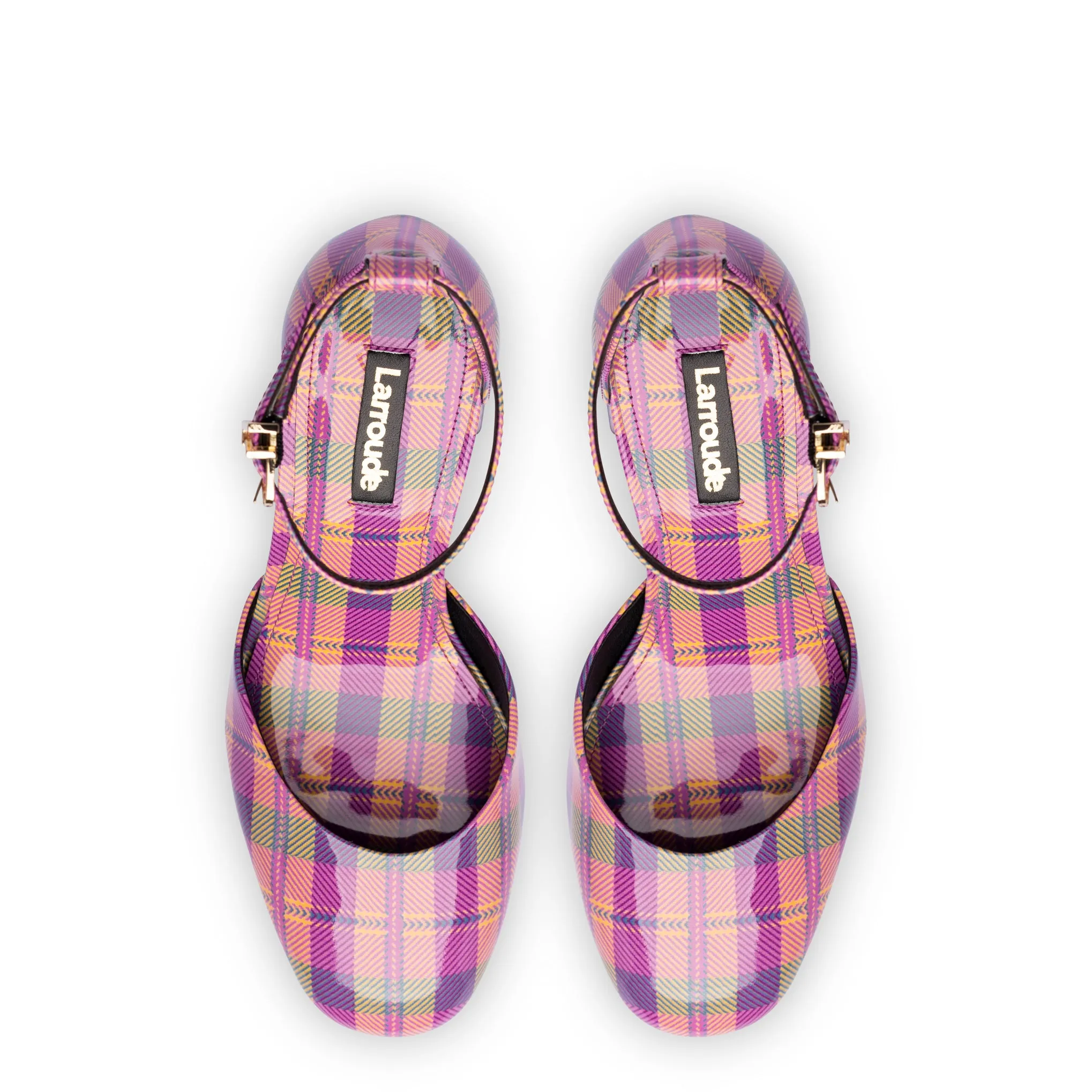 Ari Pump In Pink Tartan Patent Leather