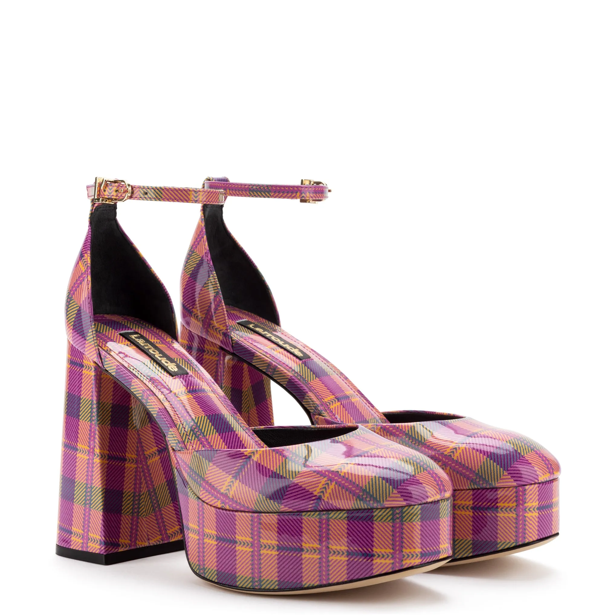 Ari Pump In Pink Tartan Patent Leather