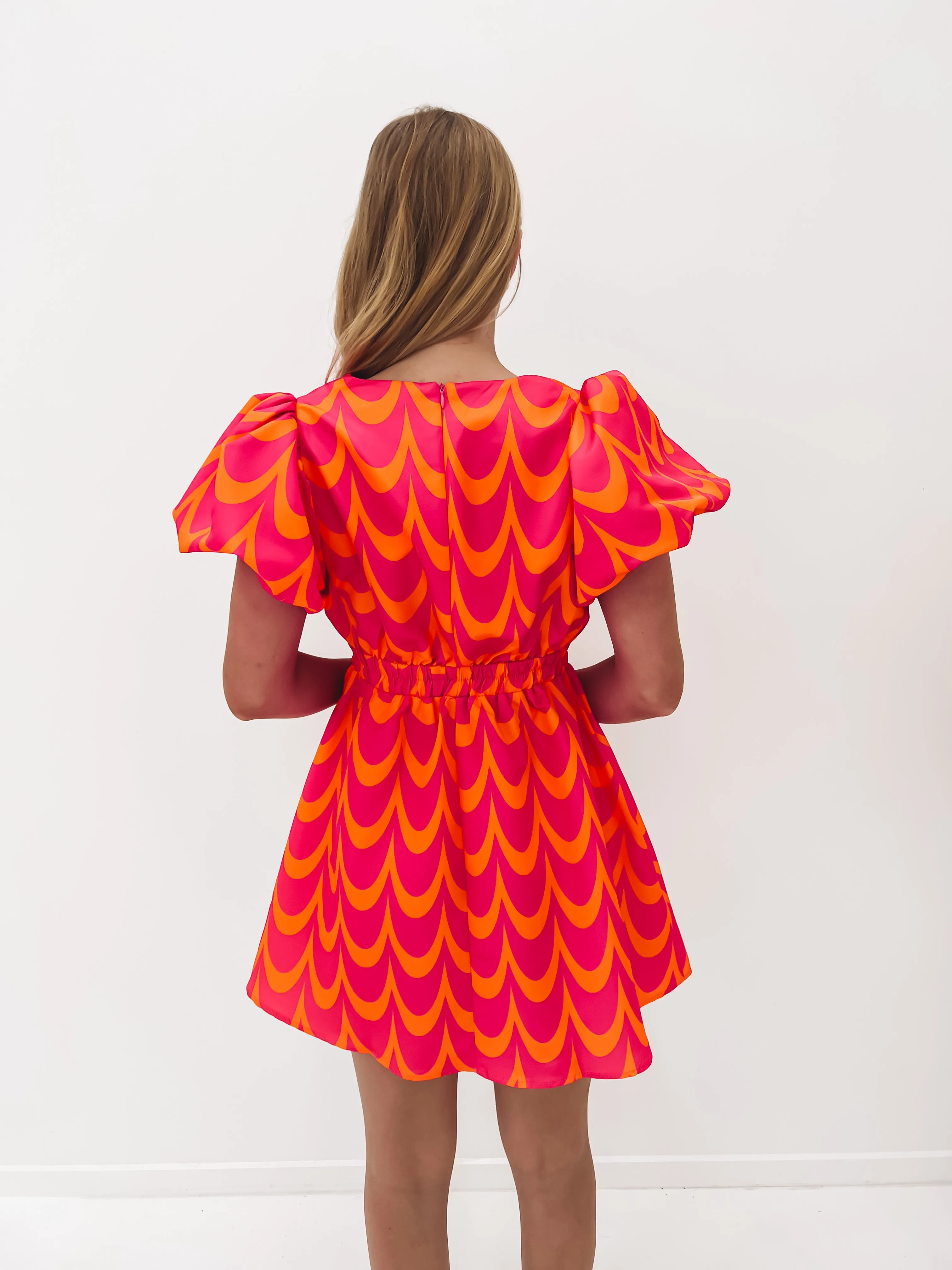 Athena Mini Dress Hot Pink Orange