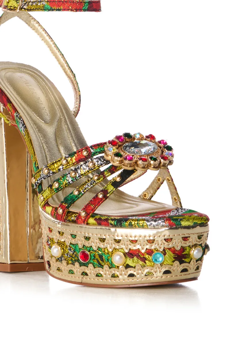 AZALEA WANG KALANI MULTI BROCADE EMBELLISHED SANDAL