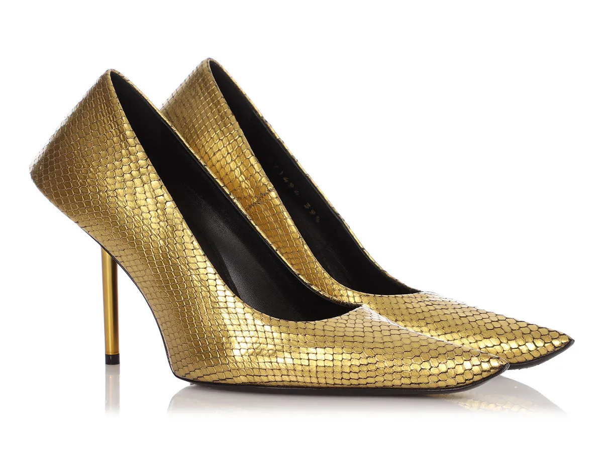 Balenciaga Python Effect Essex Pointy Toe Pumps