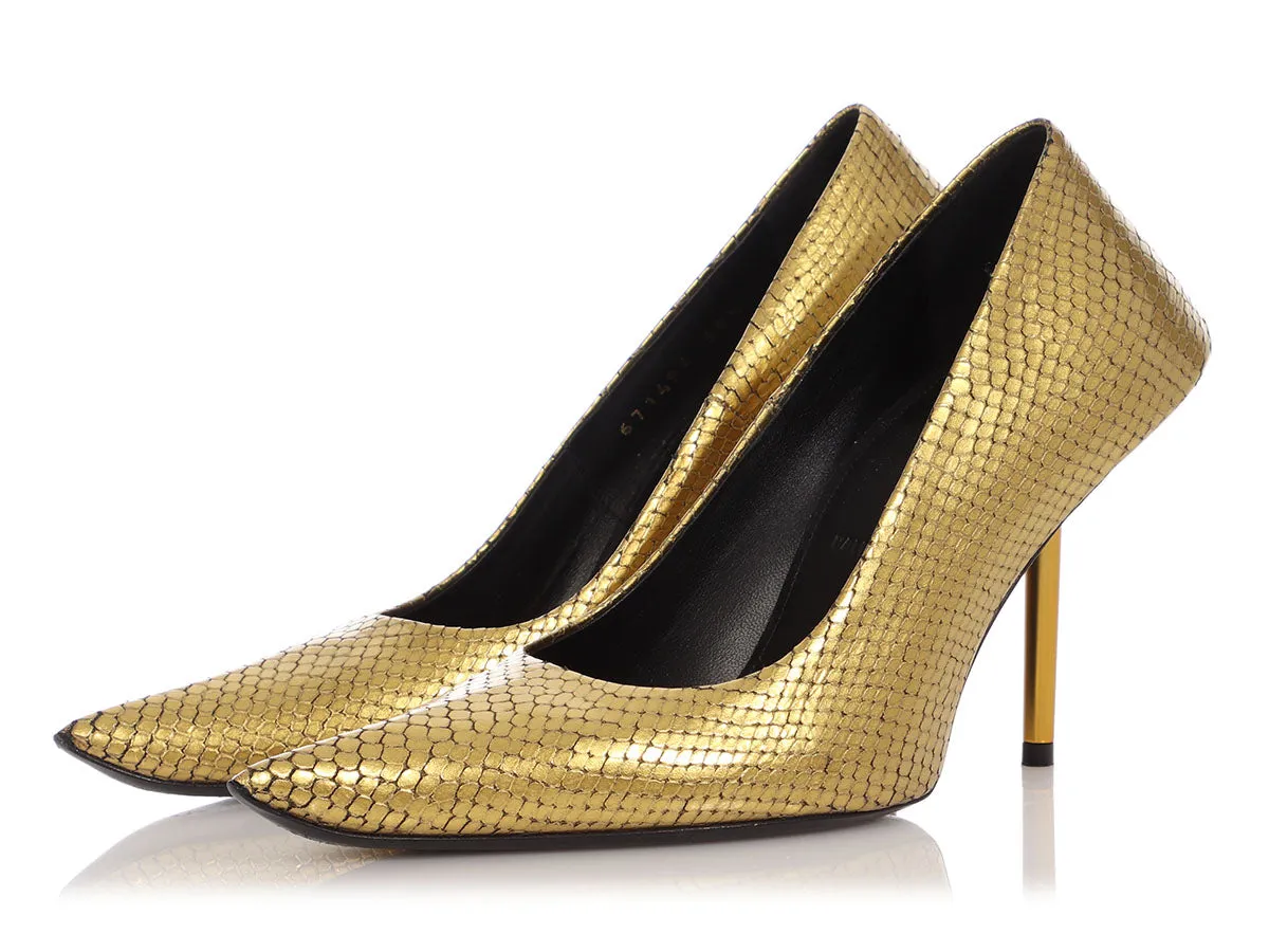 Balenciaga Python Effect Essex Pointy Toe Pumps