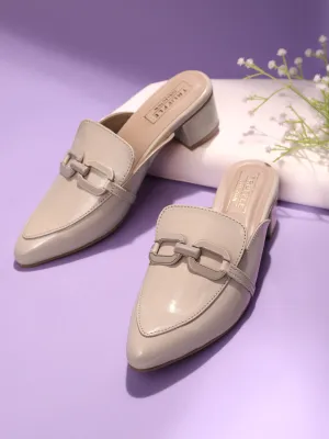 Beige PU Block Mules (TC-REN-BL221-BEIG)