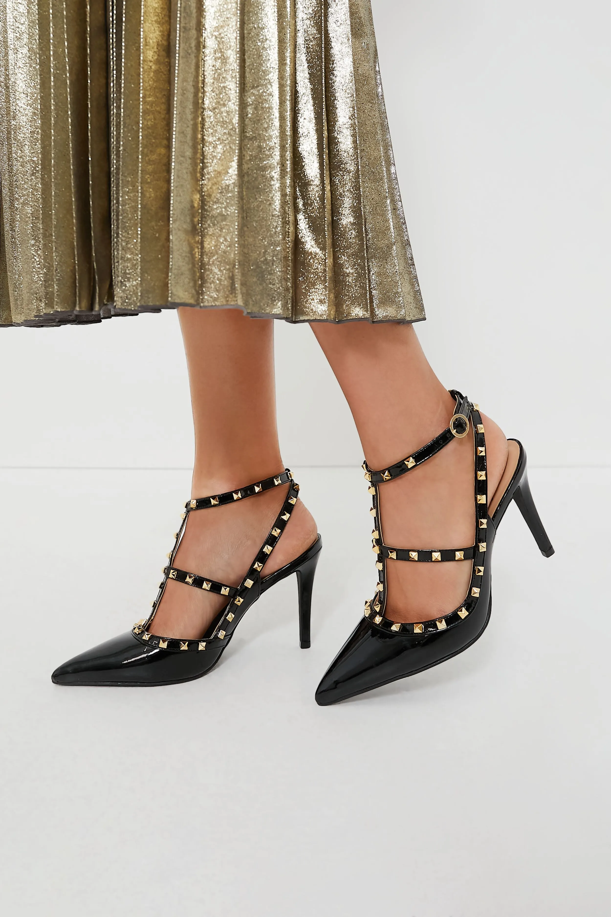 Black Elodie Studded Heels