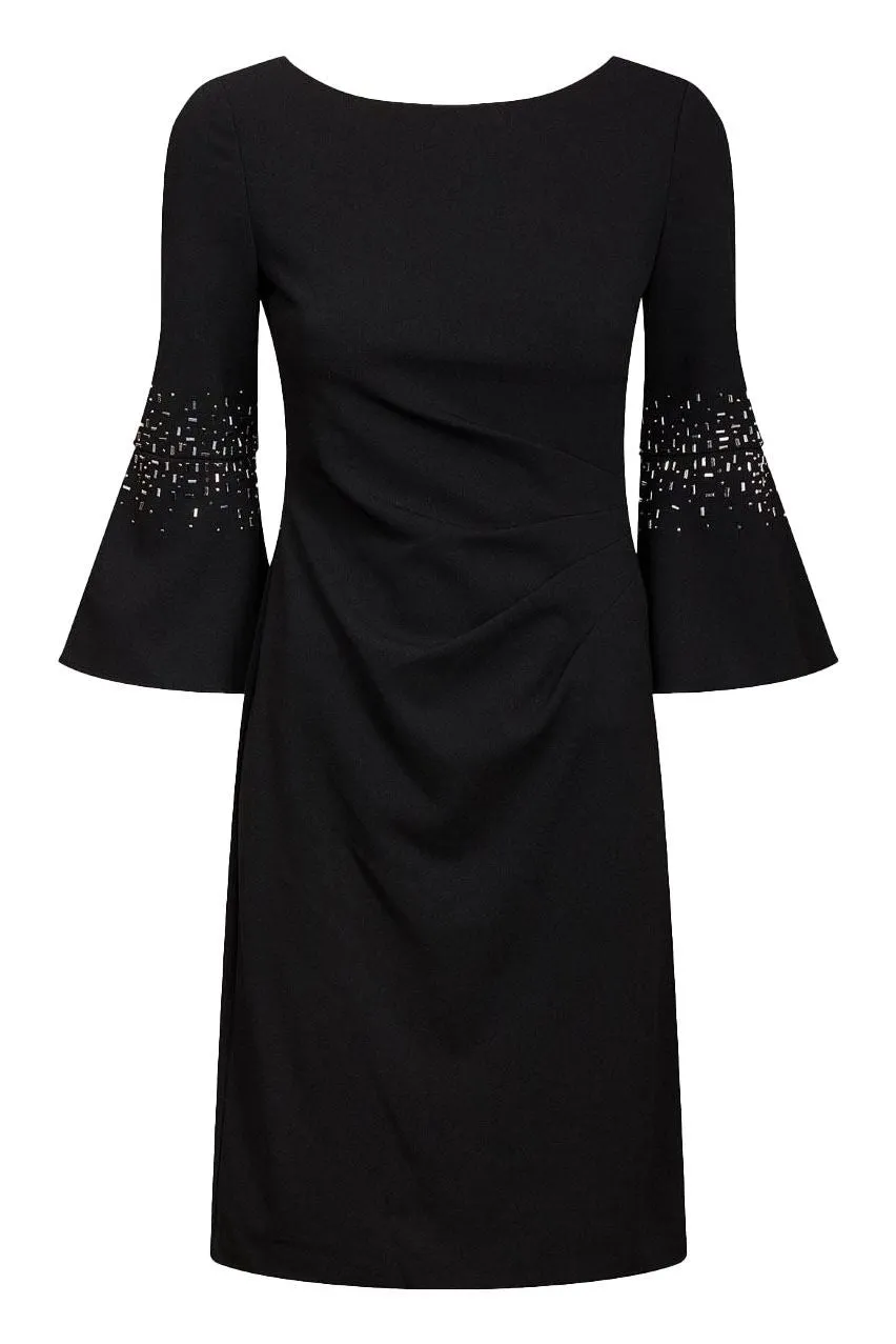 Black Sparkle Bell Sleeve Dress