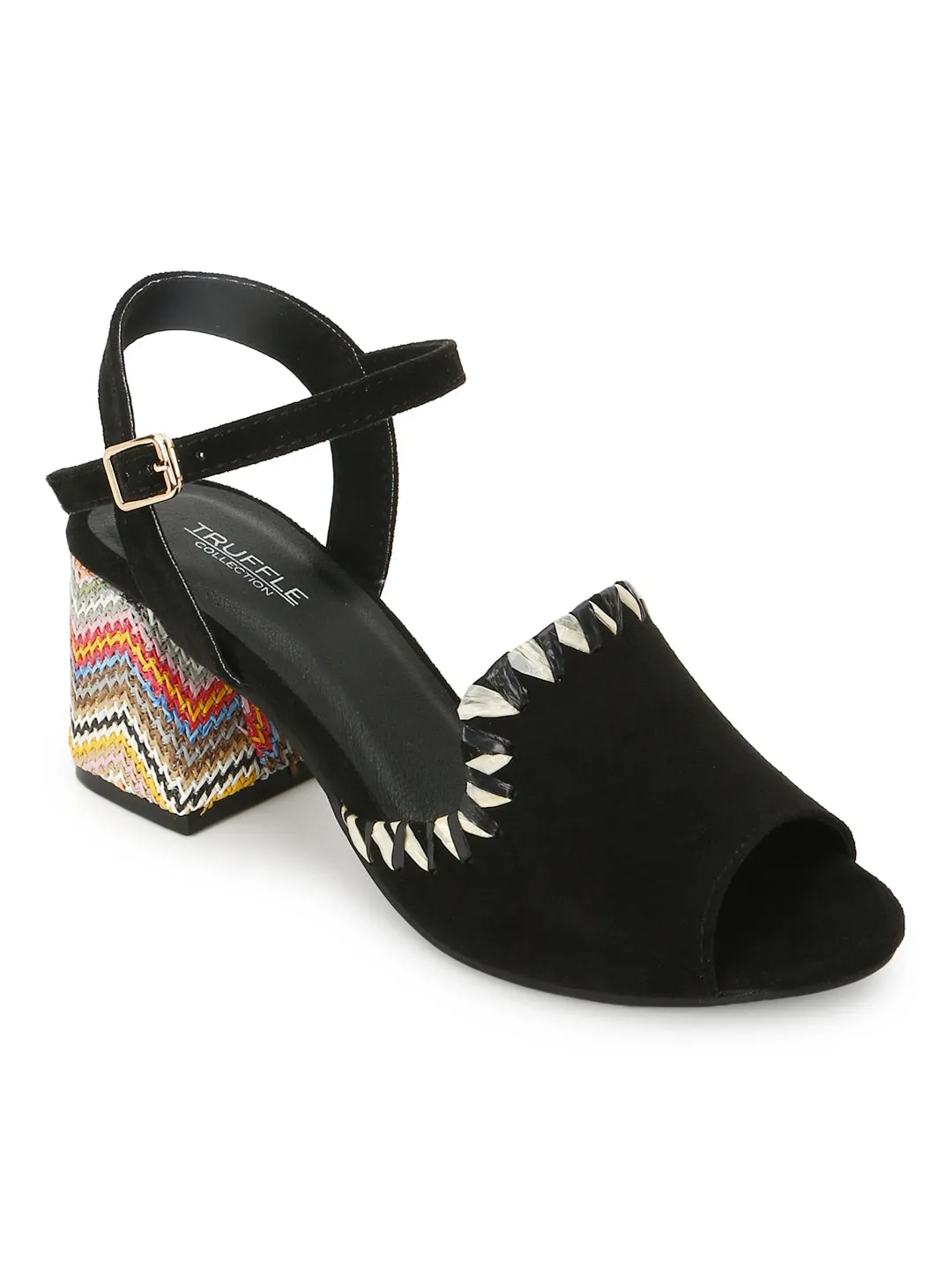 Black Suede Block Sandals (TC-A3178-BLK)