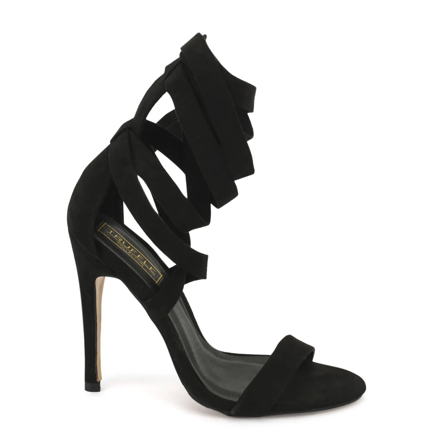 Black Wrap Around Stiletto Sandals