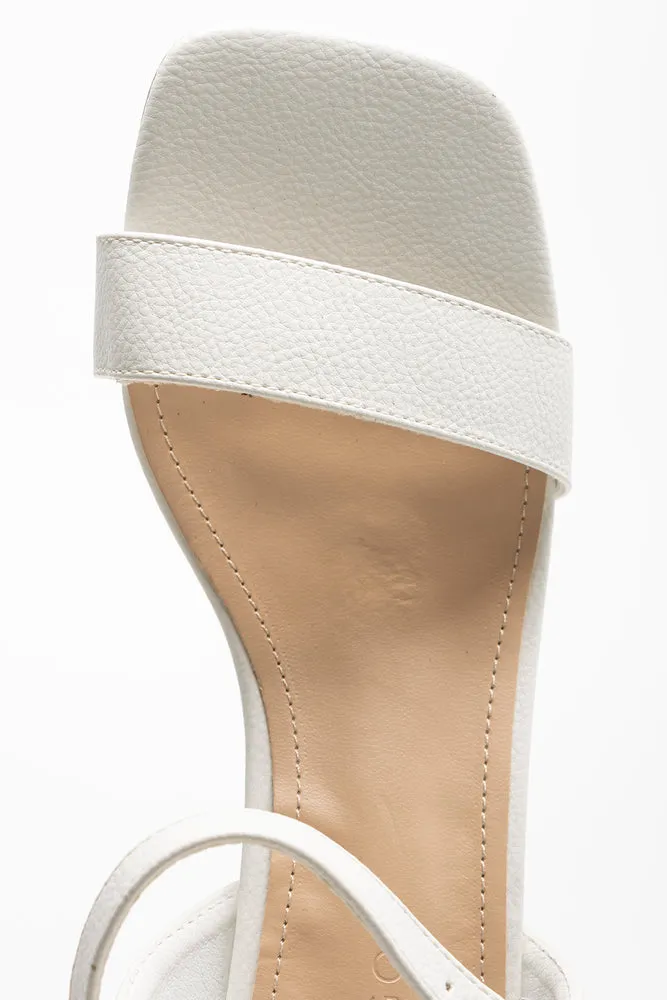 Block Heel Square Toe White