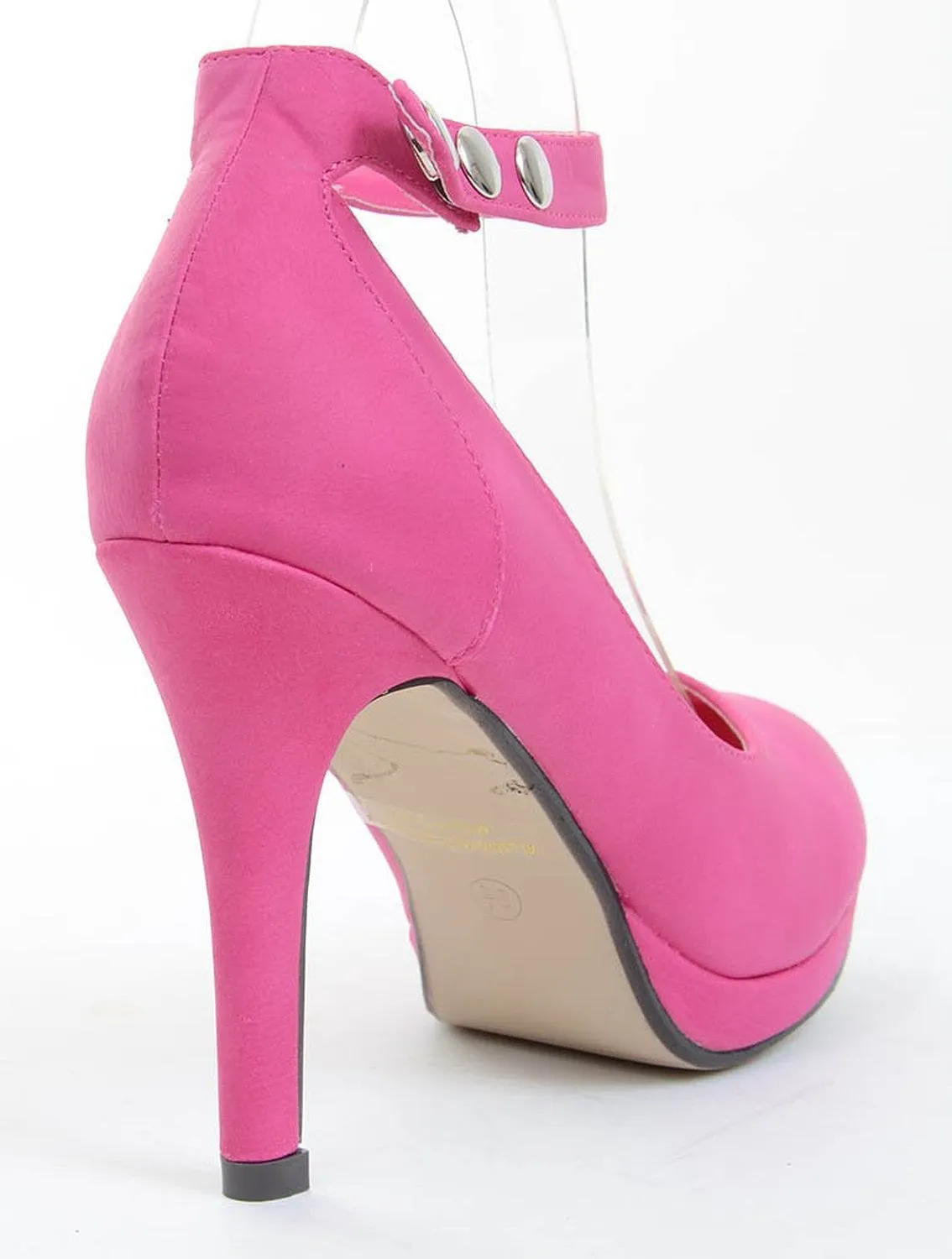 Bright Pink or Teal Patent Ankle Strap Heel Platform Pumps