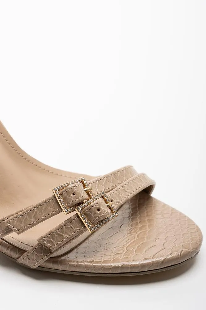 Buckle Detail Heeled Sandal Natural