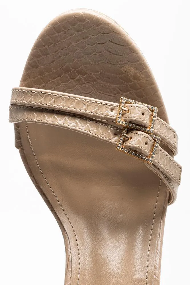 Buckle Detail Heeled Sandal Natural