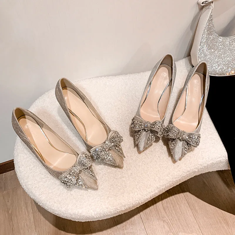 Butterfly Knot Sequin Crystal Heels