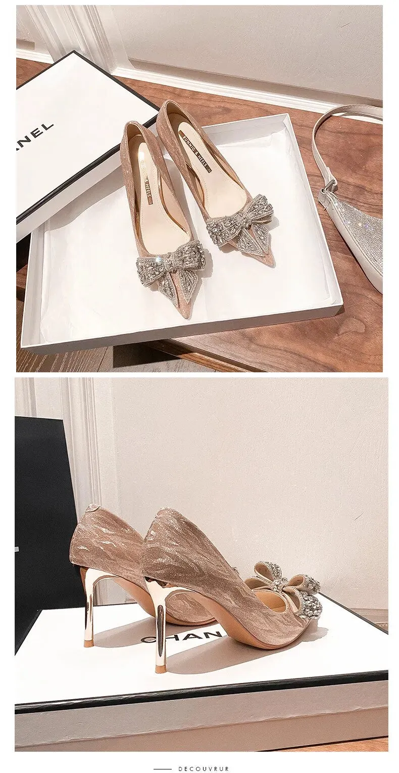 Butterfly Knot Sequin Crystal Heels