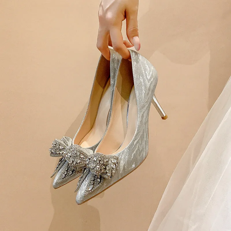 Butterfly Knot Sequin Crystal Heels