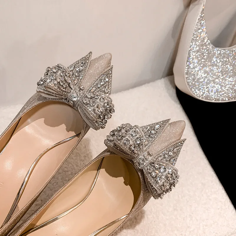 Butterfly Knot Sequin Crystal Heels