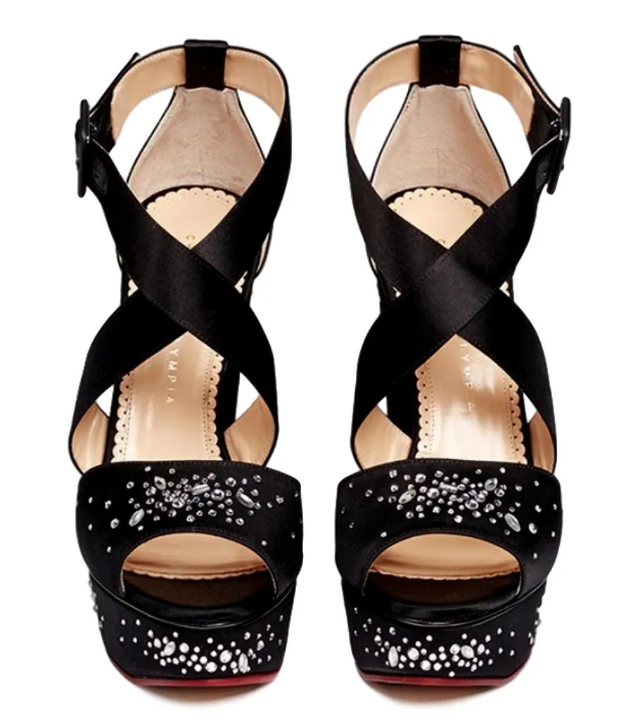 Charlotte Olympia Crystal & Satin Heels. Size 39