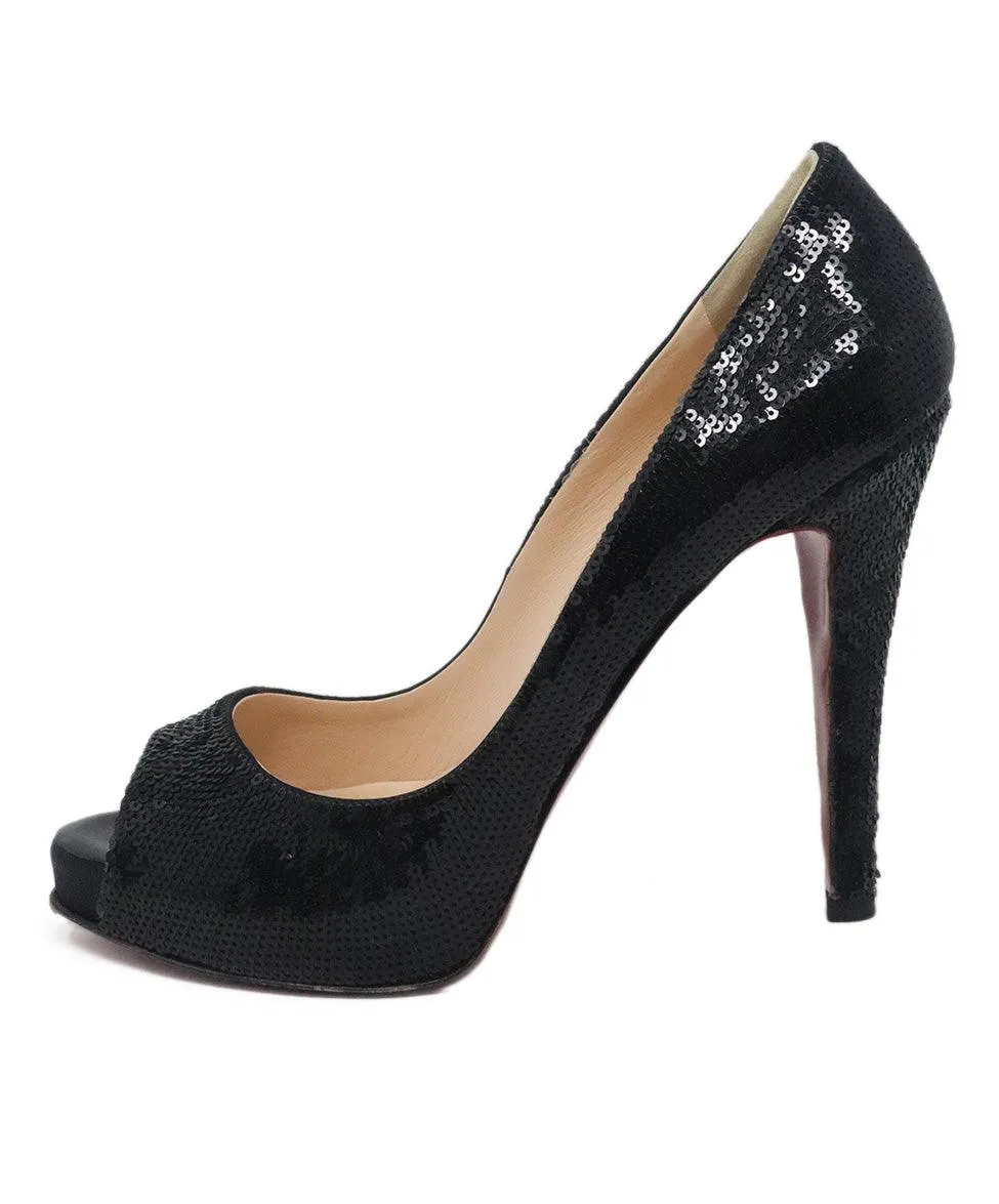 Christian Louboutin Black Sequin Heels sz 8