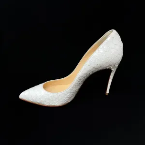 Christian Louboutin Kate 100 Pumps in White Python 38 | 7.5