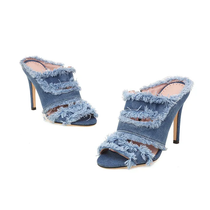 Dejone Honey Denim Heels 2023 Style!!