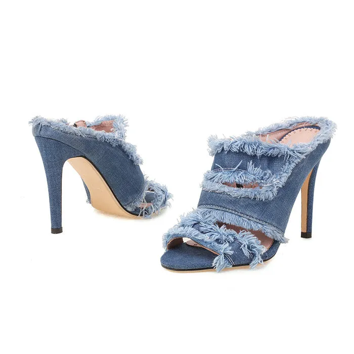 Dejone Honey Denim Heels 2023 Style!!