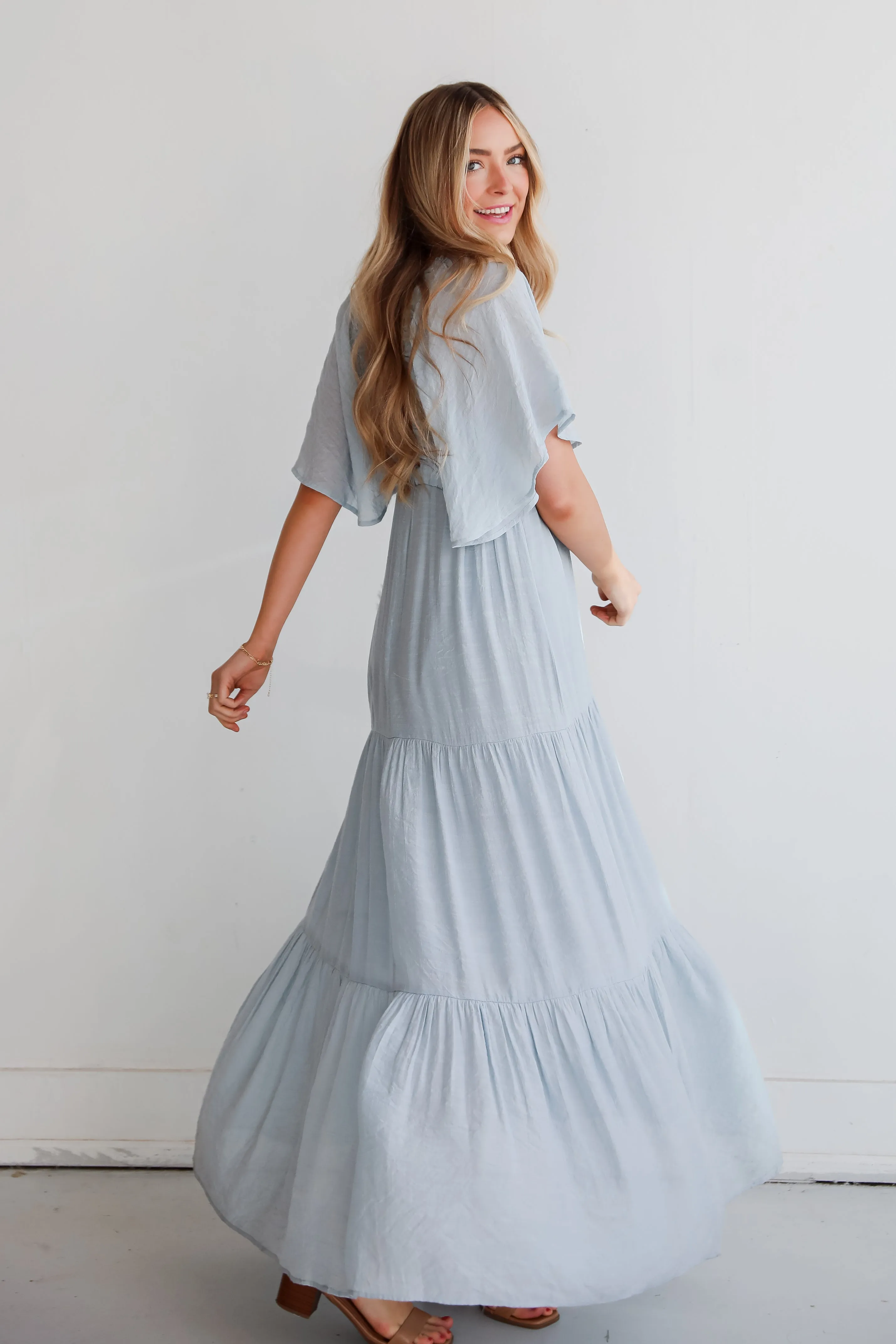 Delicate Destiny Dusty Blue Maxi Dress