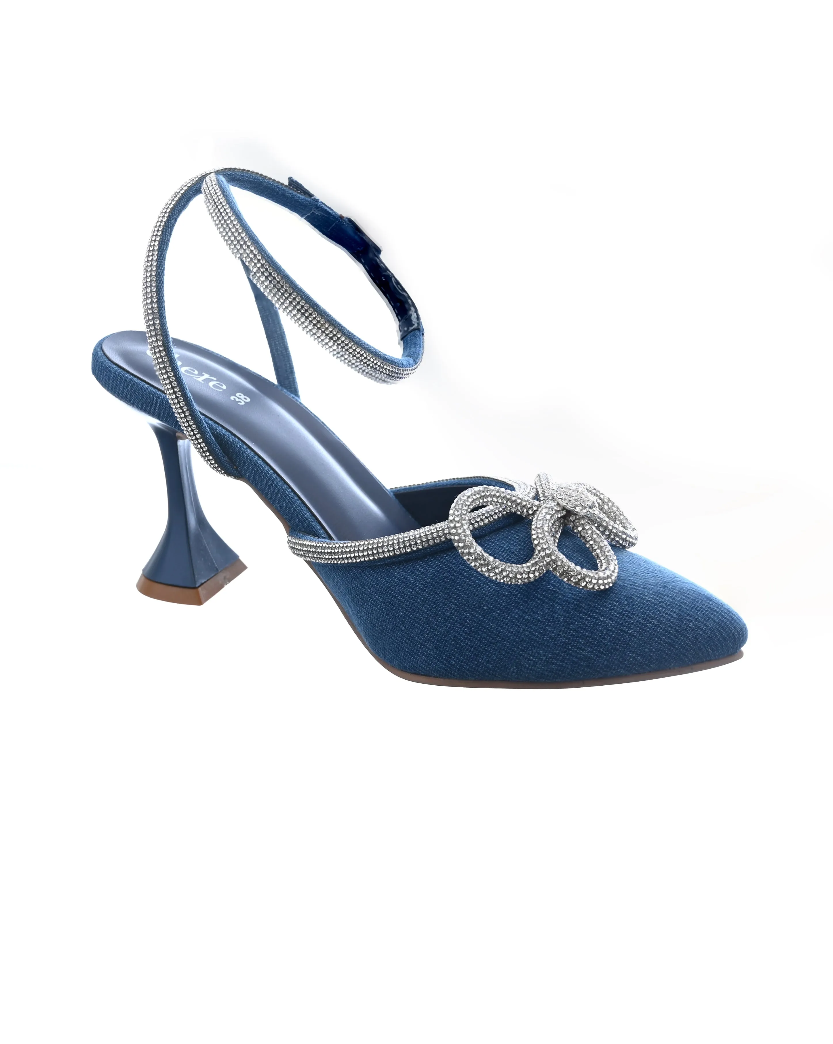 Denim Gem Slingback Heels for Women