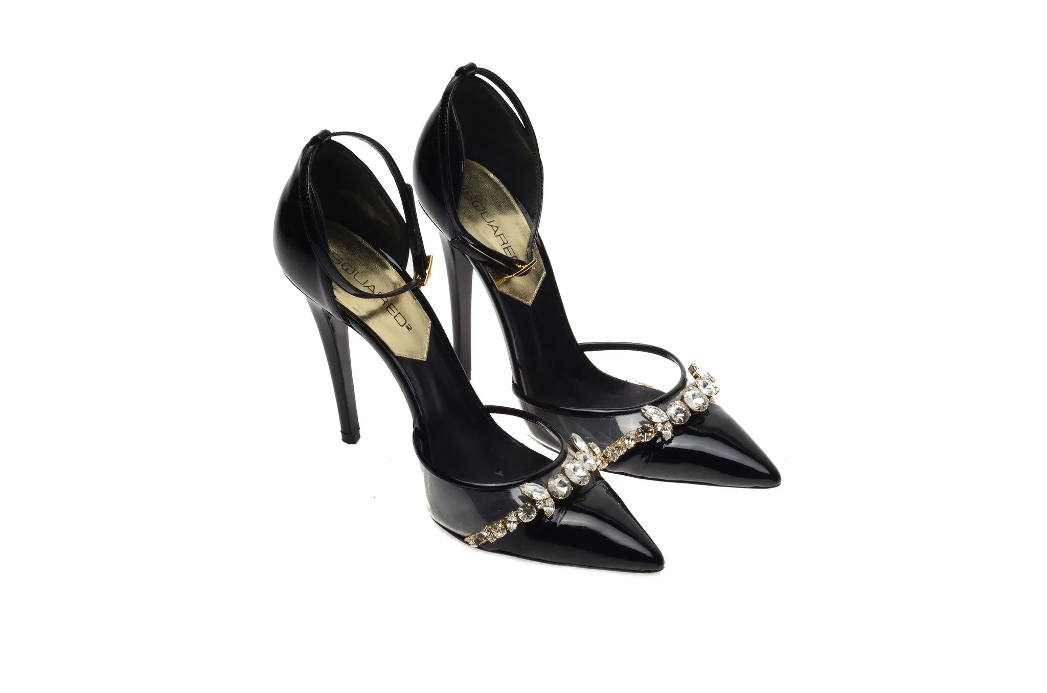 Dsquared2 - As Seen on the 2012 Runway Collection, Look 26 - Black Patent Heels with Rhinestones -