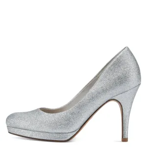 Electrifying Silver Glamour Heel with a Platform