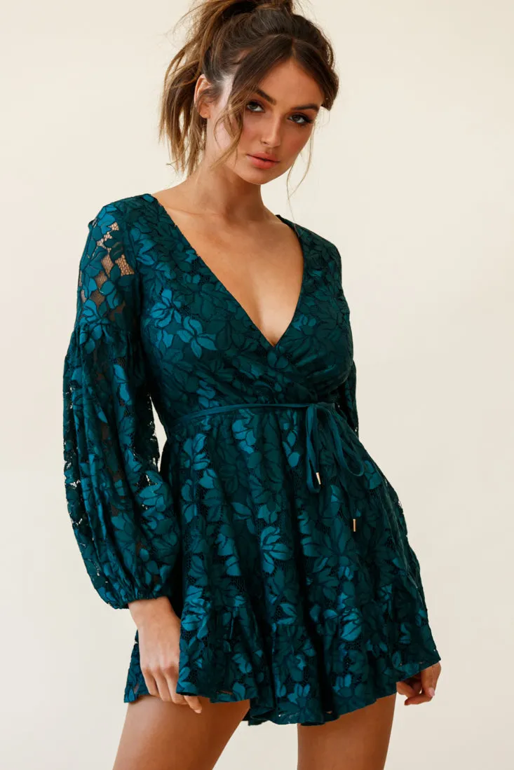 Ever After Keyhole Back Lace Dress Teal