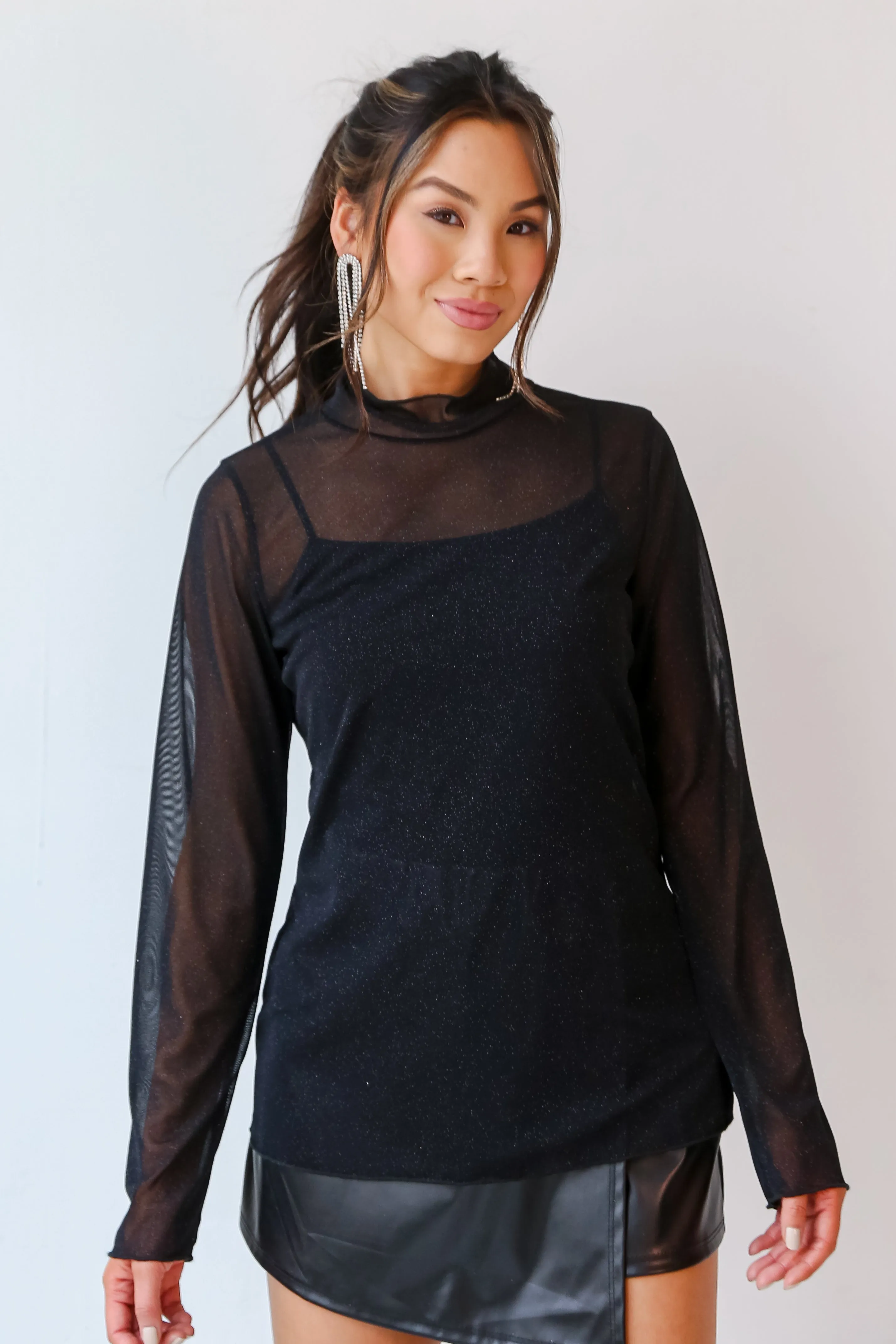 FINAL SALE - Got You Glittering Mock Neck Top