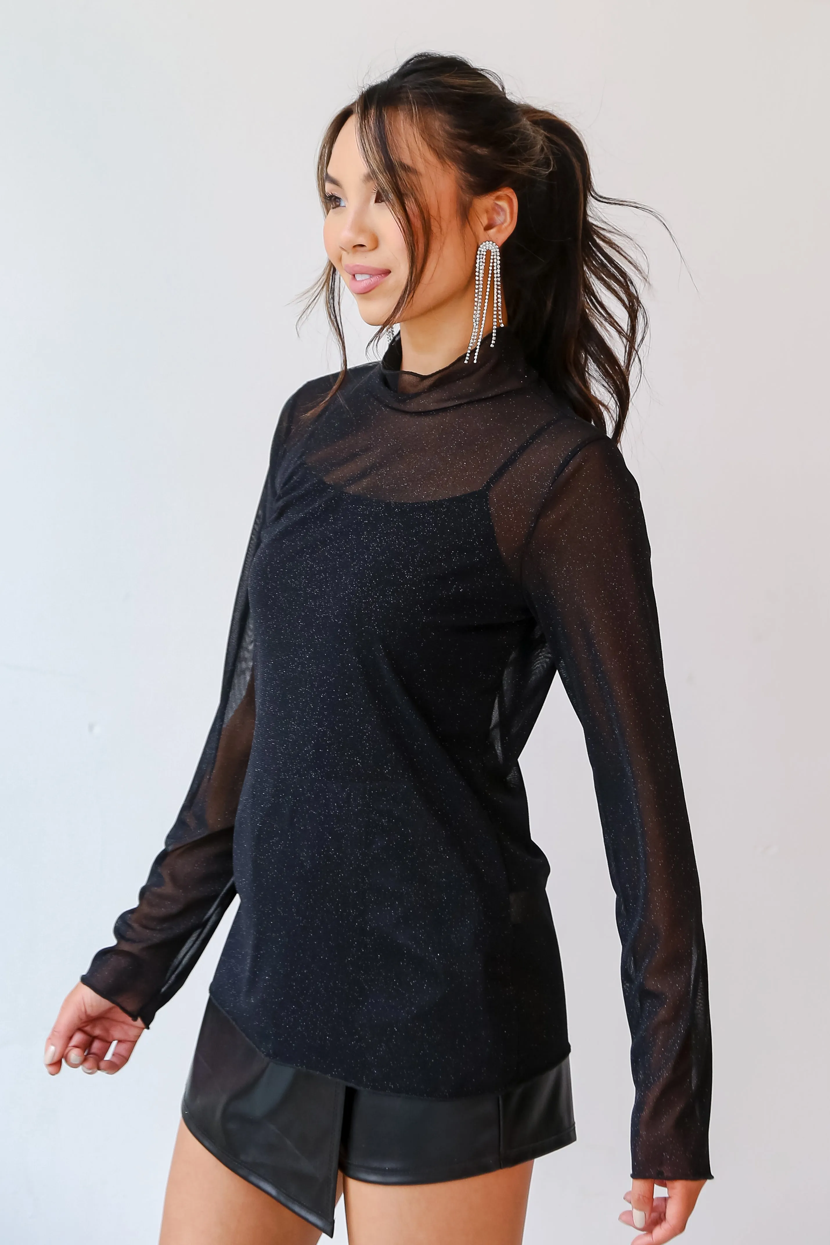 FINAL SALE - Got You Glittering Mock Neck Top