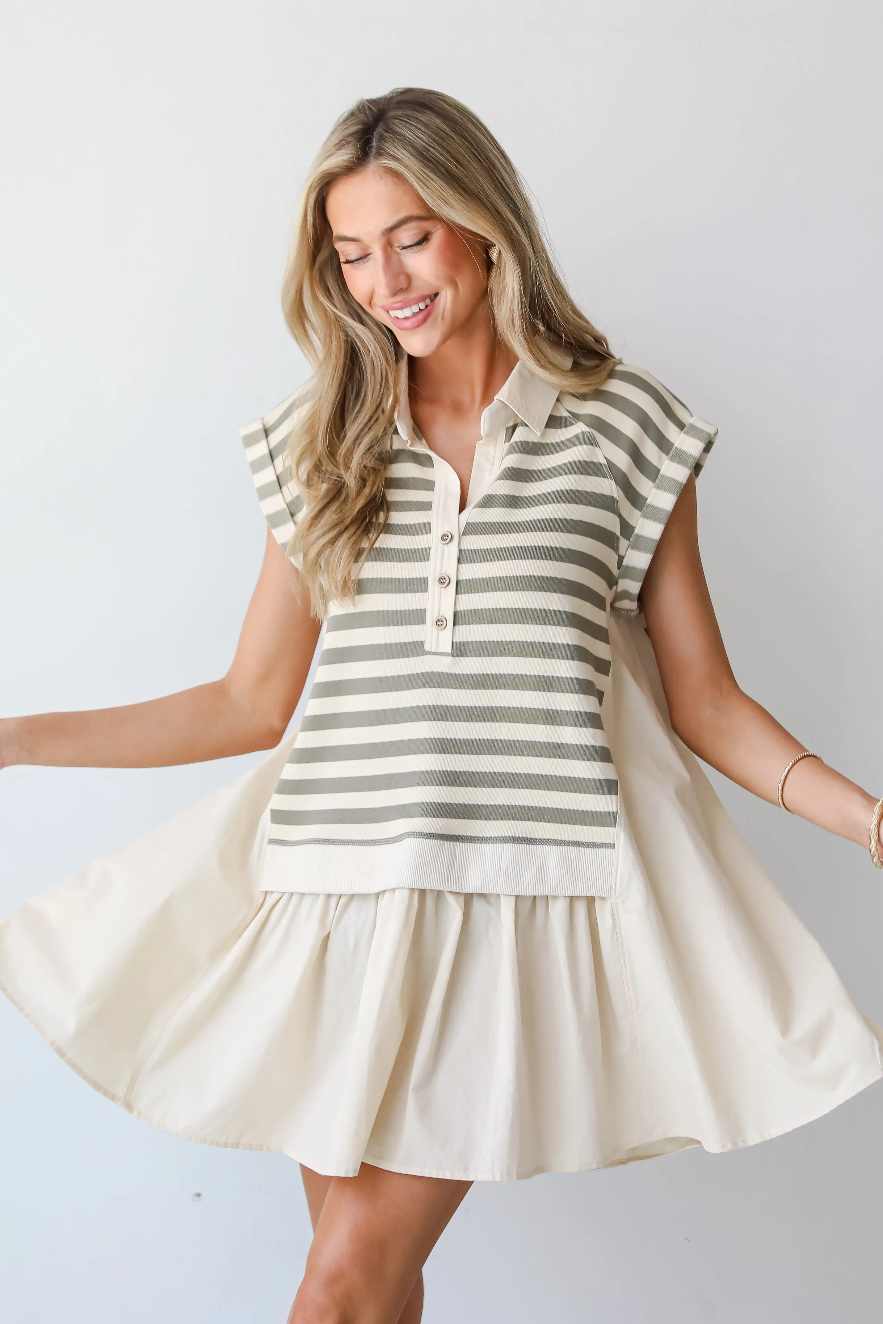 FINAL SALE - Modern Excellence Olive Striped Tunic