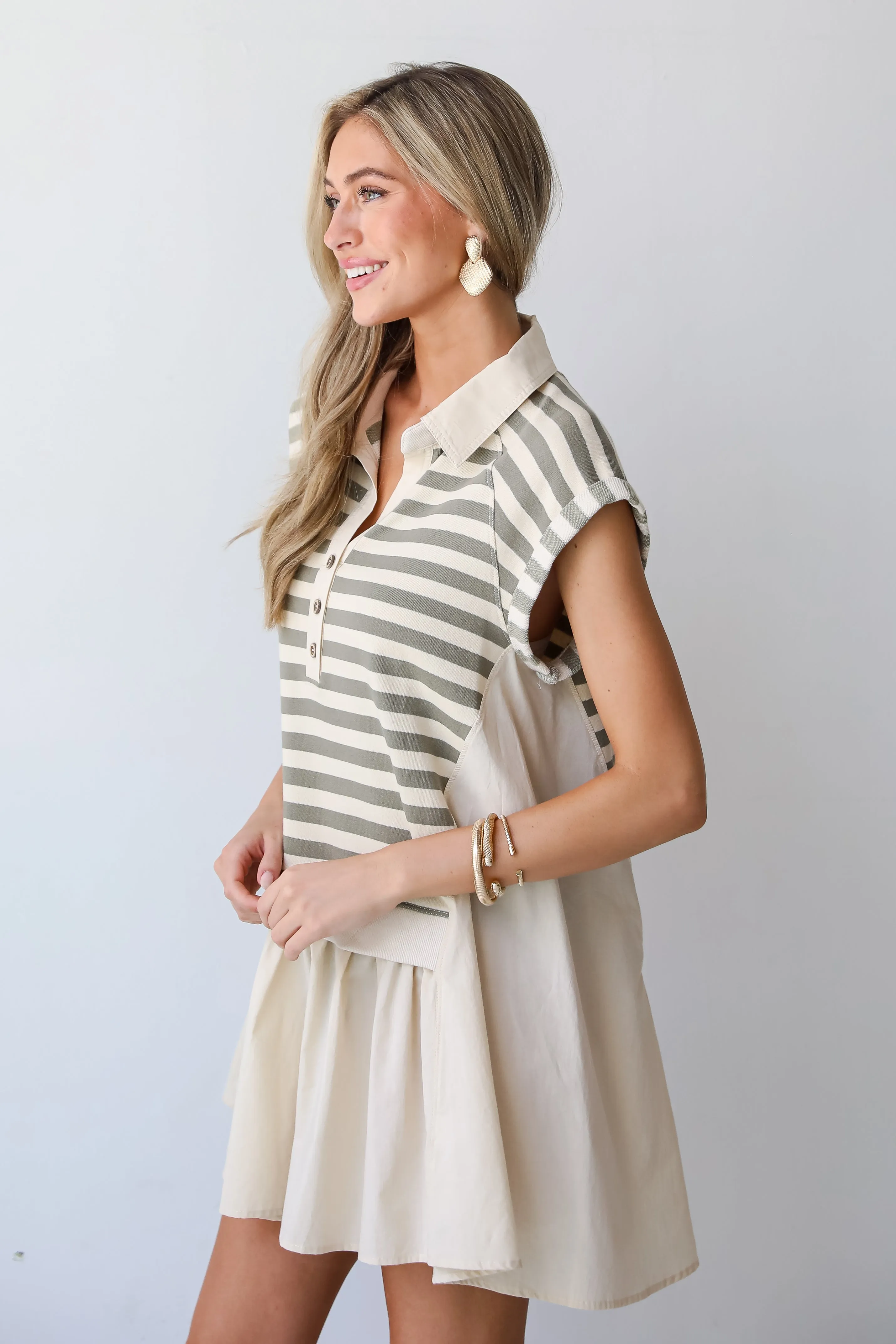 FINAL SALE - Modern Excellence Olive Striped Tunic