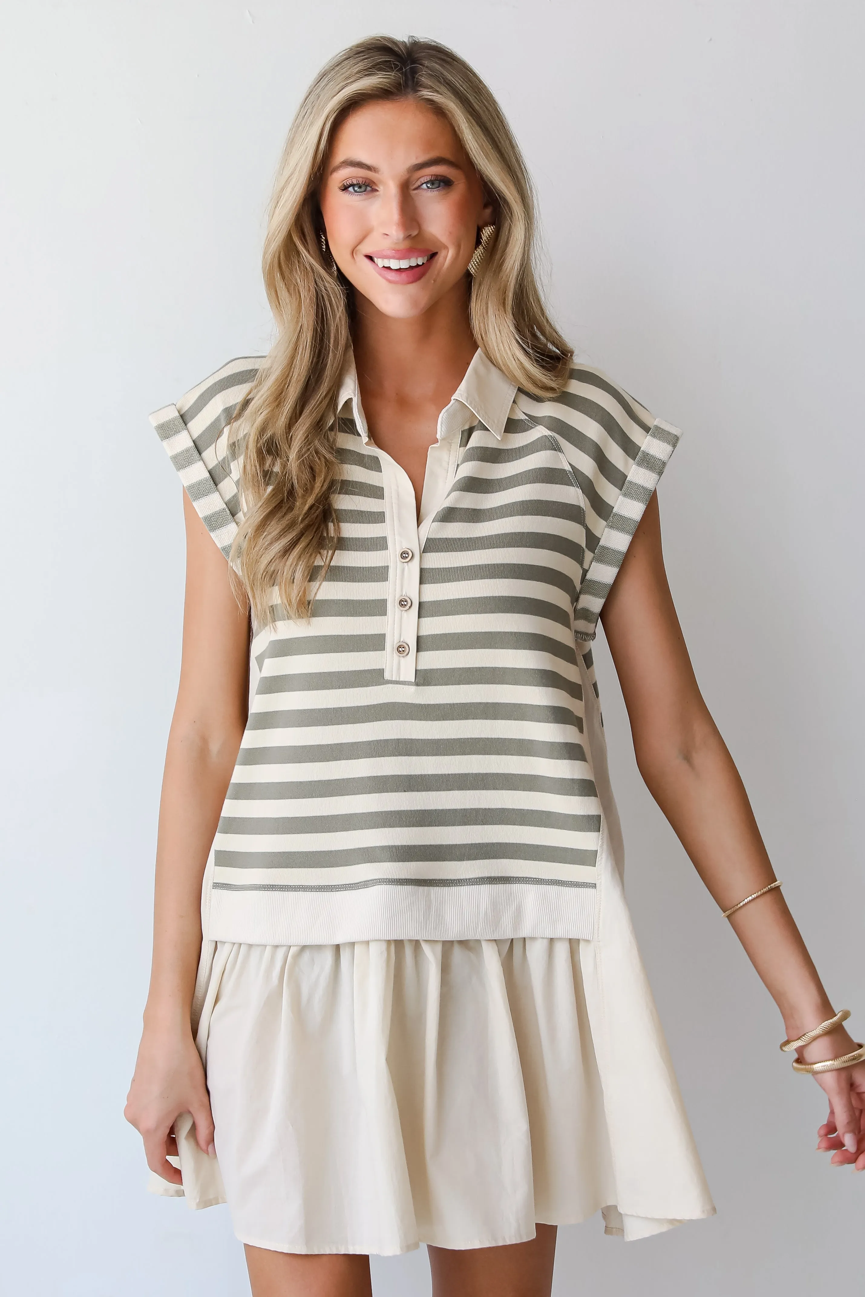 FINAL SALE - Modern Excellence Olive Striped Tunic