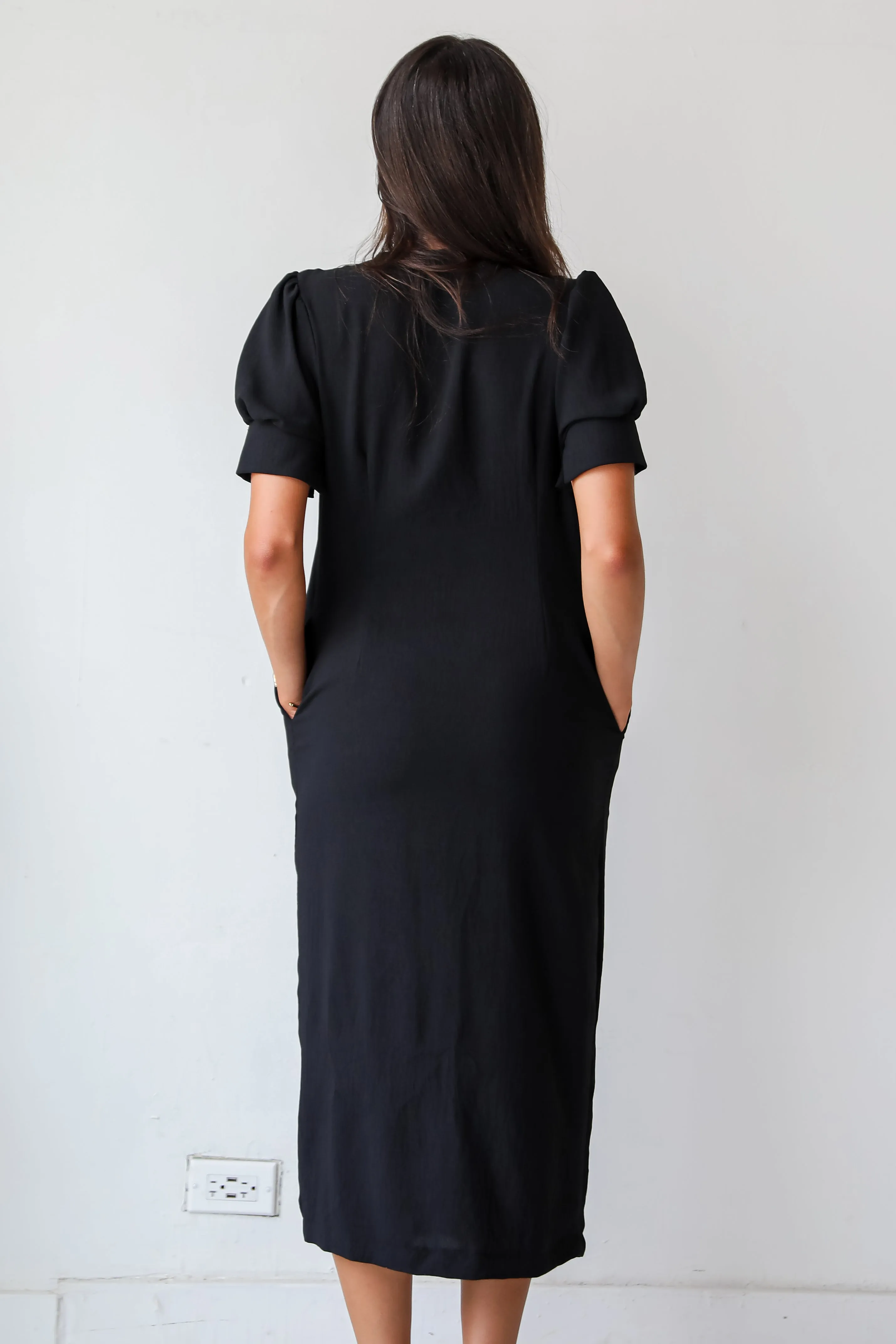 FINAL SALE - Sweet Perception Black Midi Dress