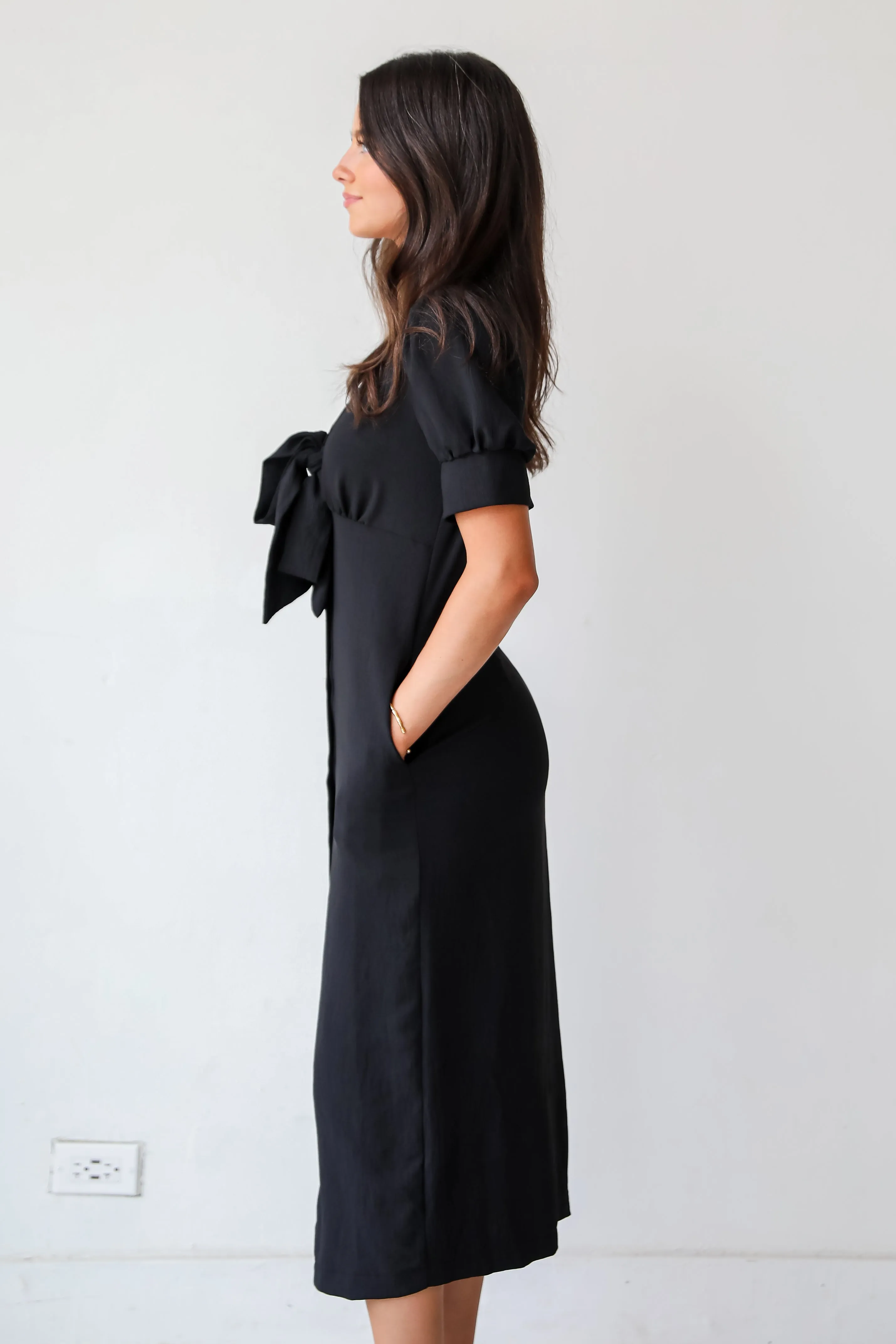 FINAL SALE - Sweet Perception Black Midi Dress