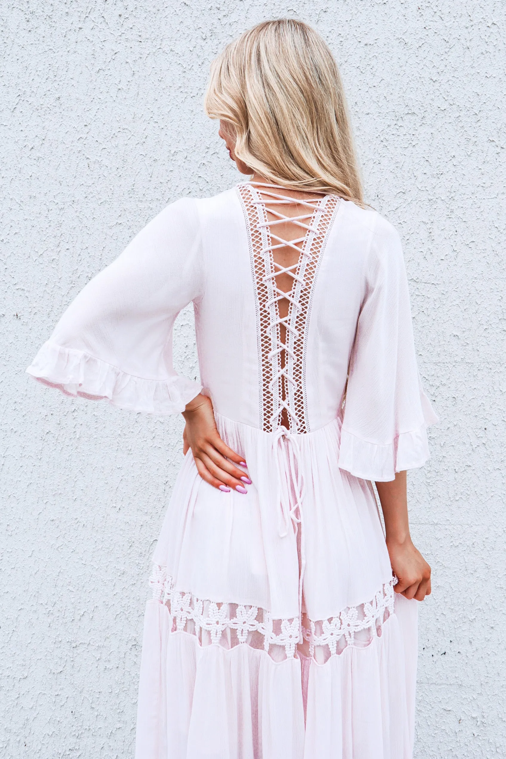 Flora Boho Midi Dress - Pink