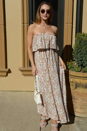 Floral Ruffle Off-Shoulder Woven Maxi Dress