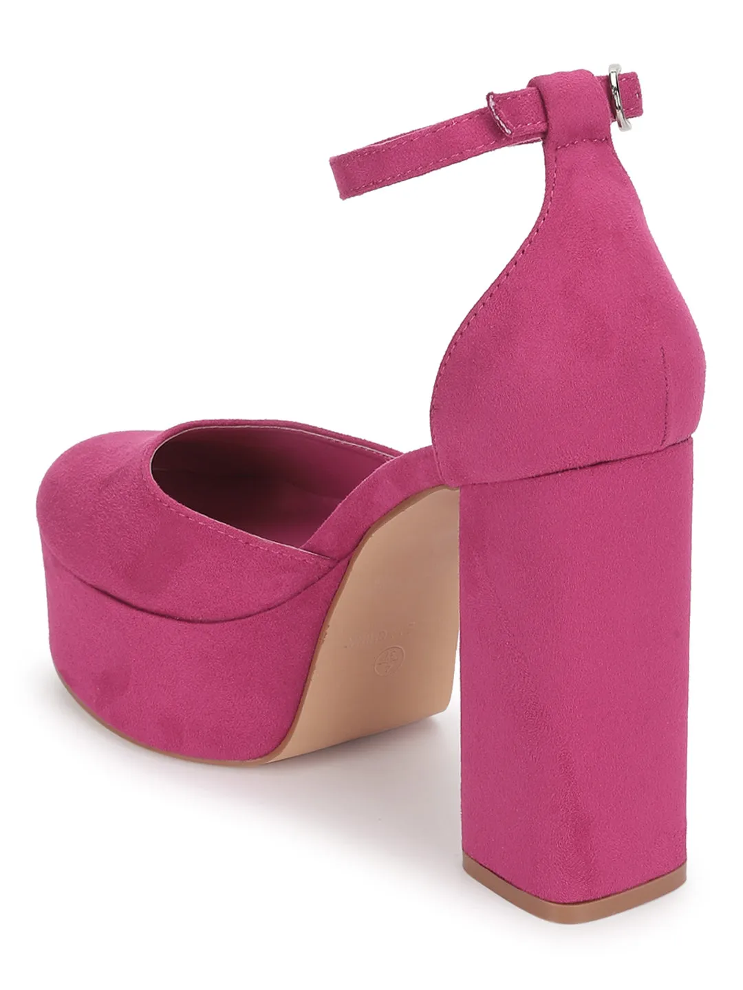 Fuchsia Suede Lace-Up Block Sandals (TC-TB5-FUS)