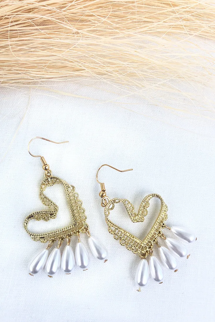 Head Over Heels Pearl Accent Earrings Gold