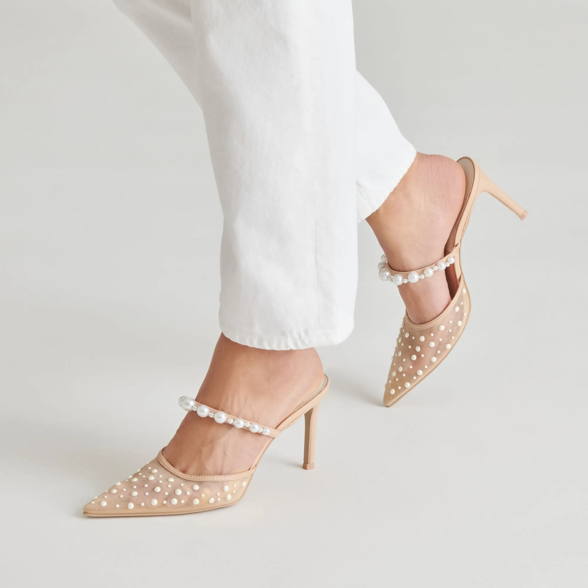 KATIK PEARL HEELS BLUSH MESH