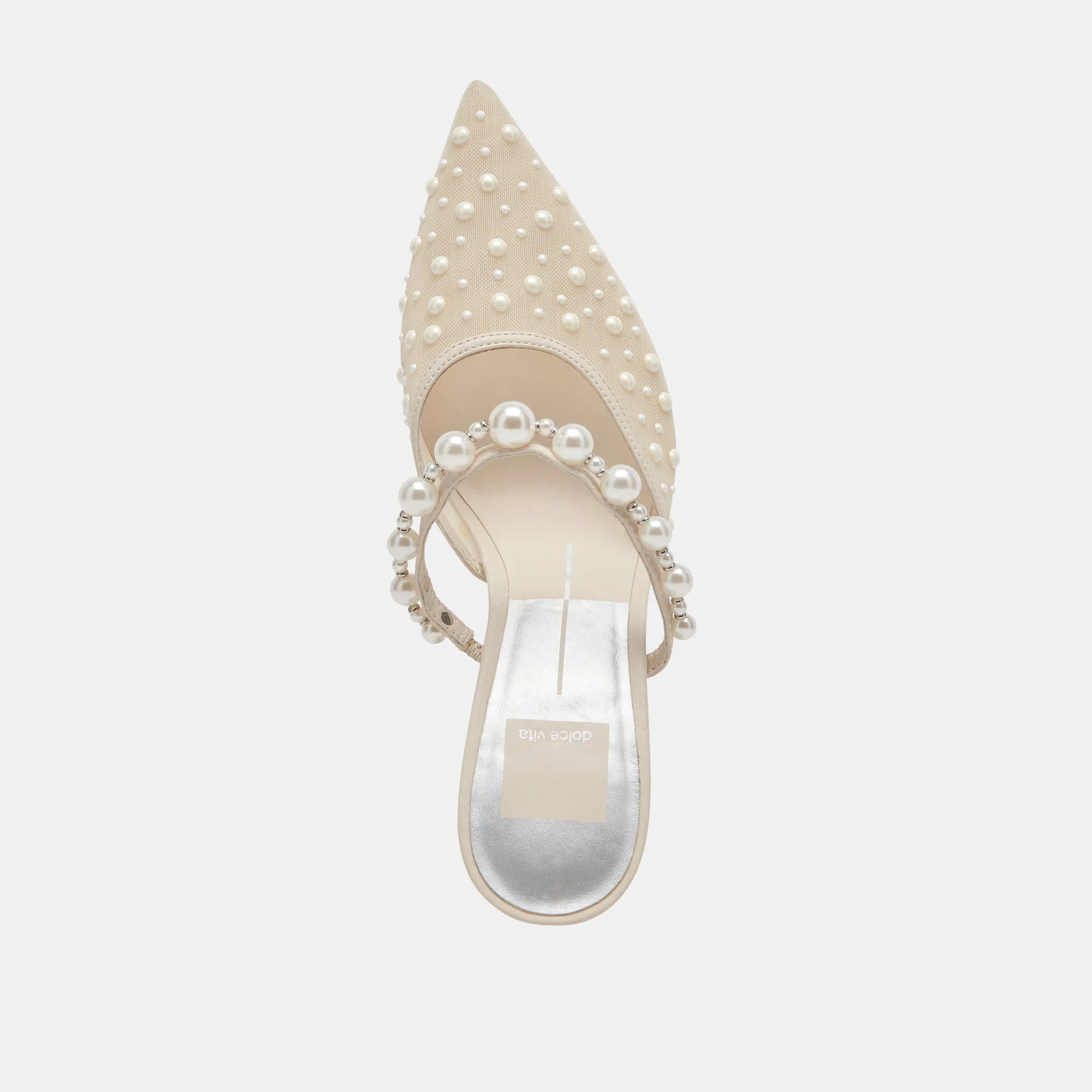 KATIK PEARL HEELS IVORY MESH