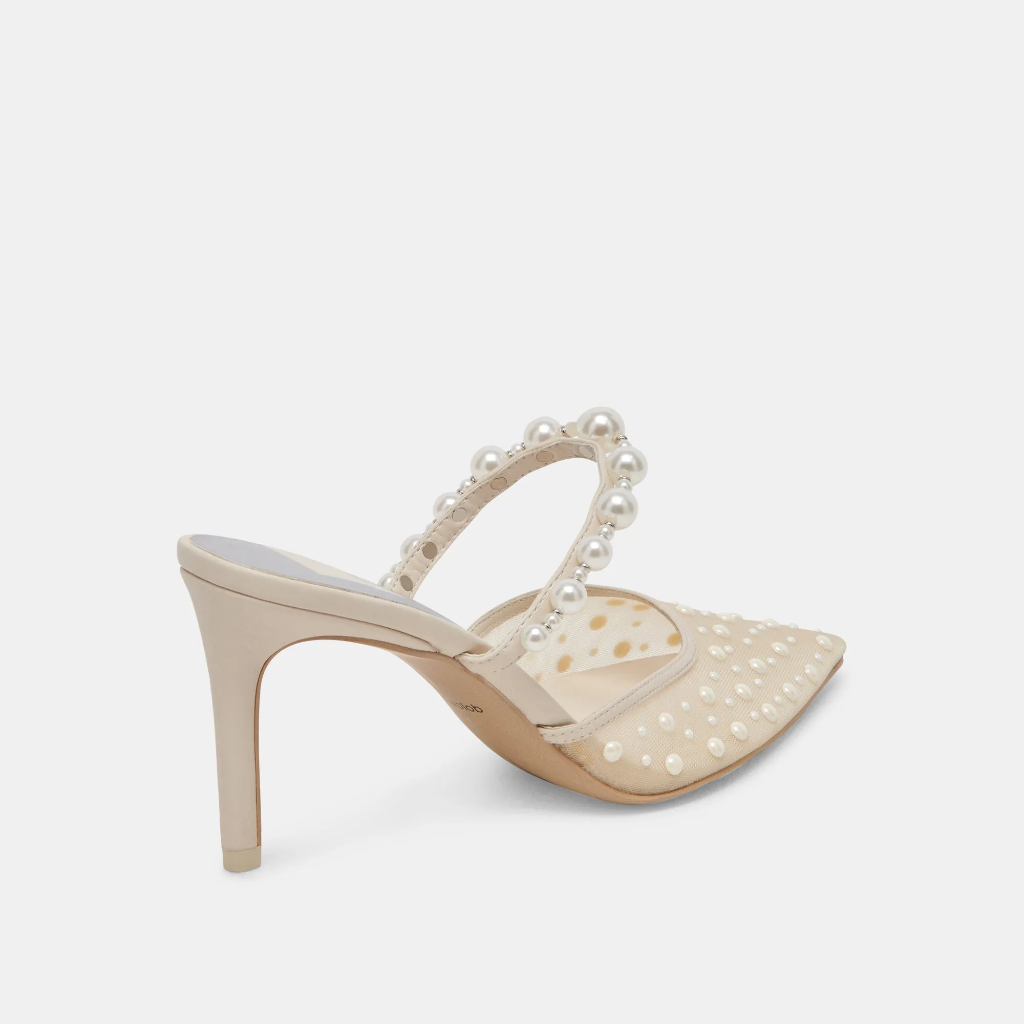 KATIK PEARL WIDE HEELS IVORY MESH