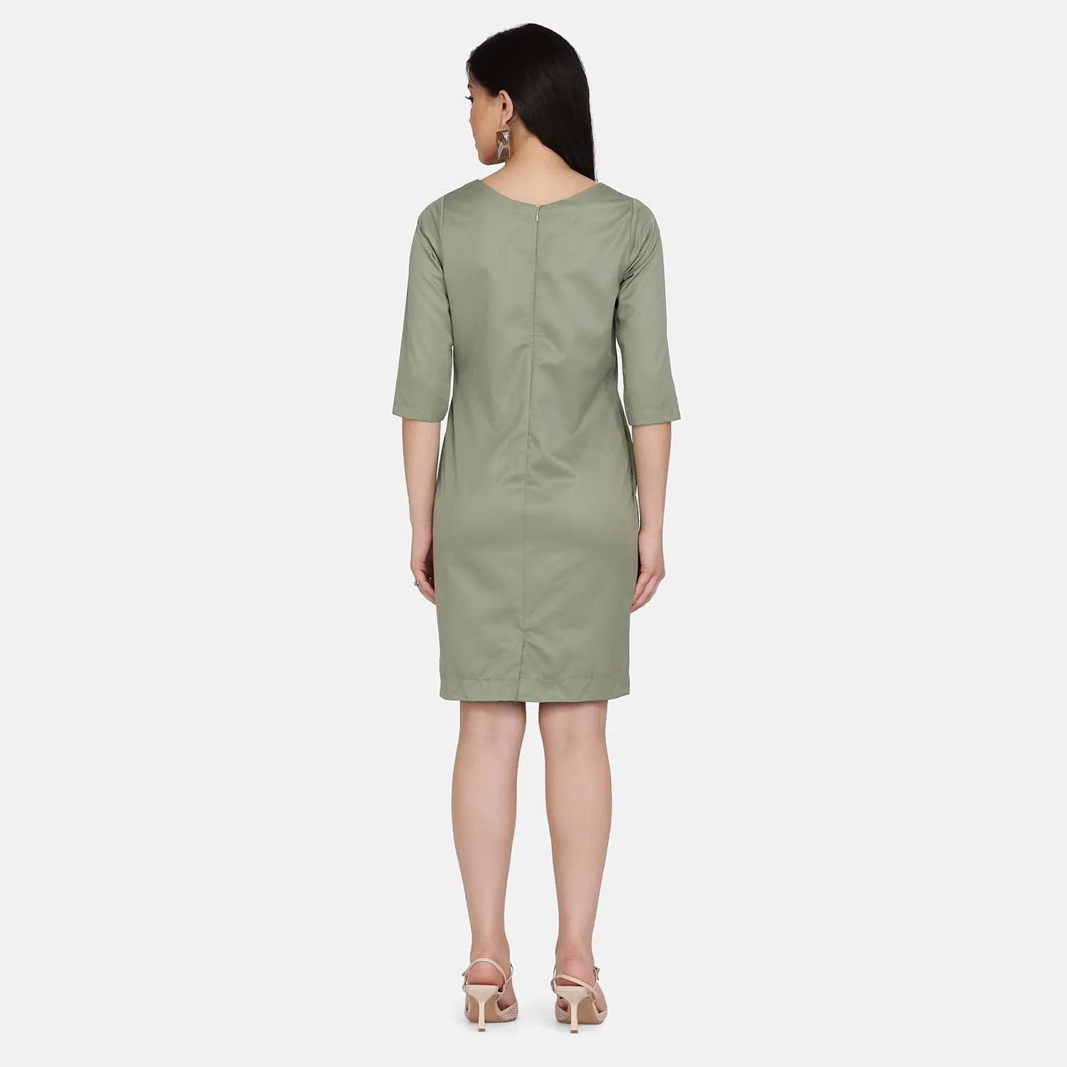 Ladies Work Sage Green Sheath Dress