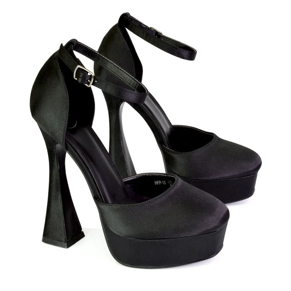 Leonardo Satin Court High Heels Platform Wedding Shoes for Bride in Black