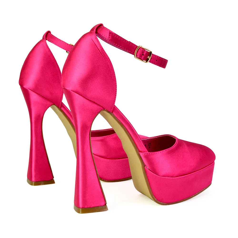 Leonardo Satin Court High Heels Platform Wedding Shoes for Bride in Fuchsia