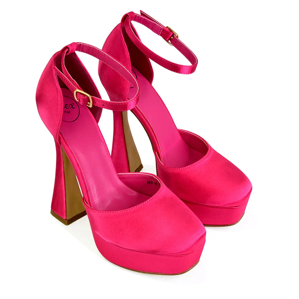 Leonardo Satin Court High Heels Platform Wedding Shoes for Bride in Fuchsia