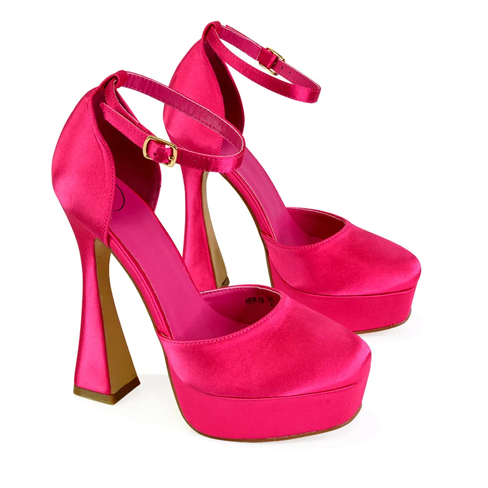 Leonardo Satin Court High Heels Platform Wedding Shoes for Bride in Fuchsia